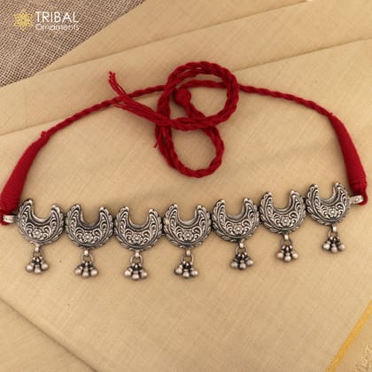 925 sterling silver handcrafted stylish design ethnic charm necklace tribal jewelry set735