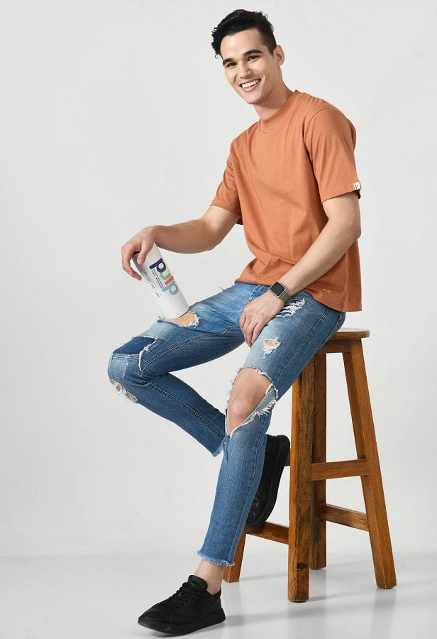 Drop Shoulder Crew Neck Tee High Rib Collar - Made in BCI Cotton Small / Lavender