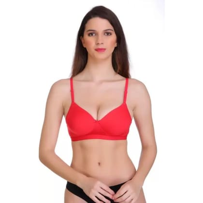 Gracewell Cotton Blend Red Padded Backless Full Coverage Bra (36B)