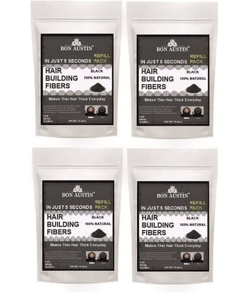 Bon Austin Hair Building Fiber Instant Fuller Hair Refill Pack (Black) 25 gm Pack of 4