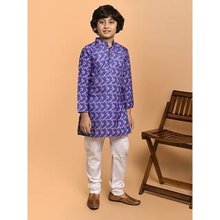 PrintCultr Boys Festive & Party Kurta and Pyjama Set (Blue)