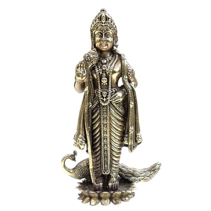 Brass Kartikeya Murugan God Idol – South Indian Brass Temple Statue, Height : 6 Inch (BSMAS1884 D)