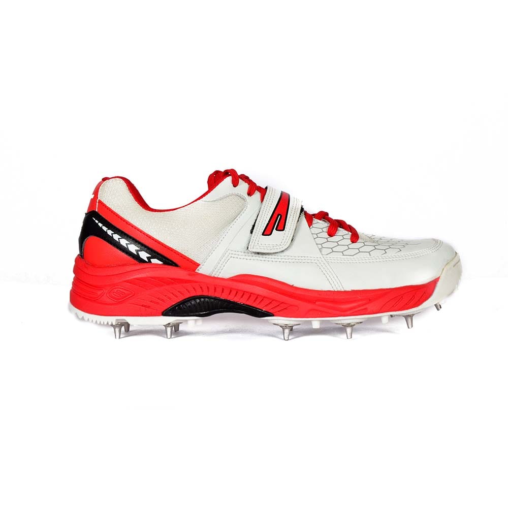 Sega Reach Spikes Cricket Shoes (White/Red)-6