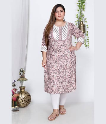 Swasti Cotton Printed Straight Women's Kurti - Peach ( Pack of 1 )