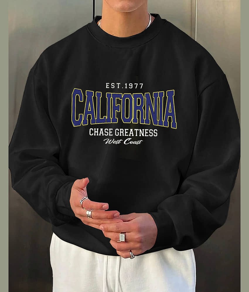 Eyebogler Polyester Round Neck Men's Sweatshirt - Black ( Pack of 1 )