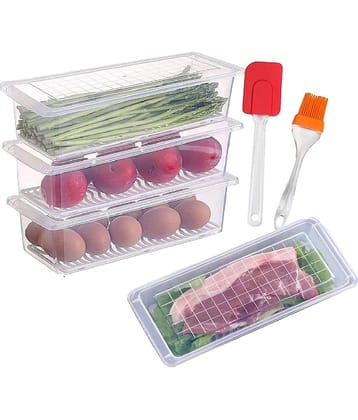 SHARUJA Fridge Containers Polyproplene Transparent Food Container ( Set of 8 )