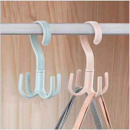 JIALTO 360 Degree Rotatable 4 Claw Hook – Multifunctional Closet Hanging Organizer for Clothes and Accessories