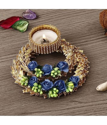 eCraftIndia Multicolour Table Top Iron Tea Light Holder - Pack of 1