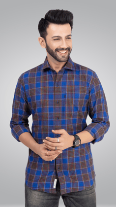 Blue and Grey Checks Shirt-S