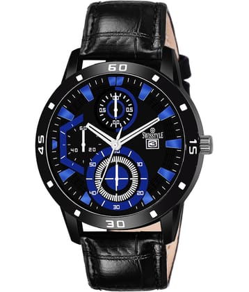 Swisstyle -  Black Leather Analog Men's Watch