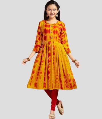 Aarika Girls Rayon Anarkali Suit Set ( Pack of 1 , Yellow )