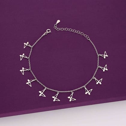 Butterfly Bliss Silver Anklet-None / Silver
