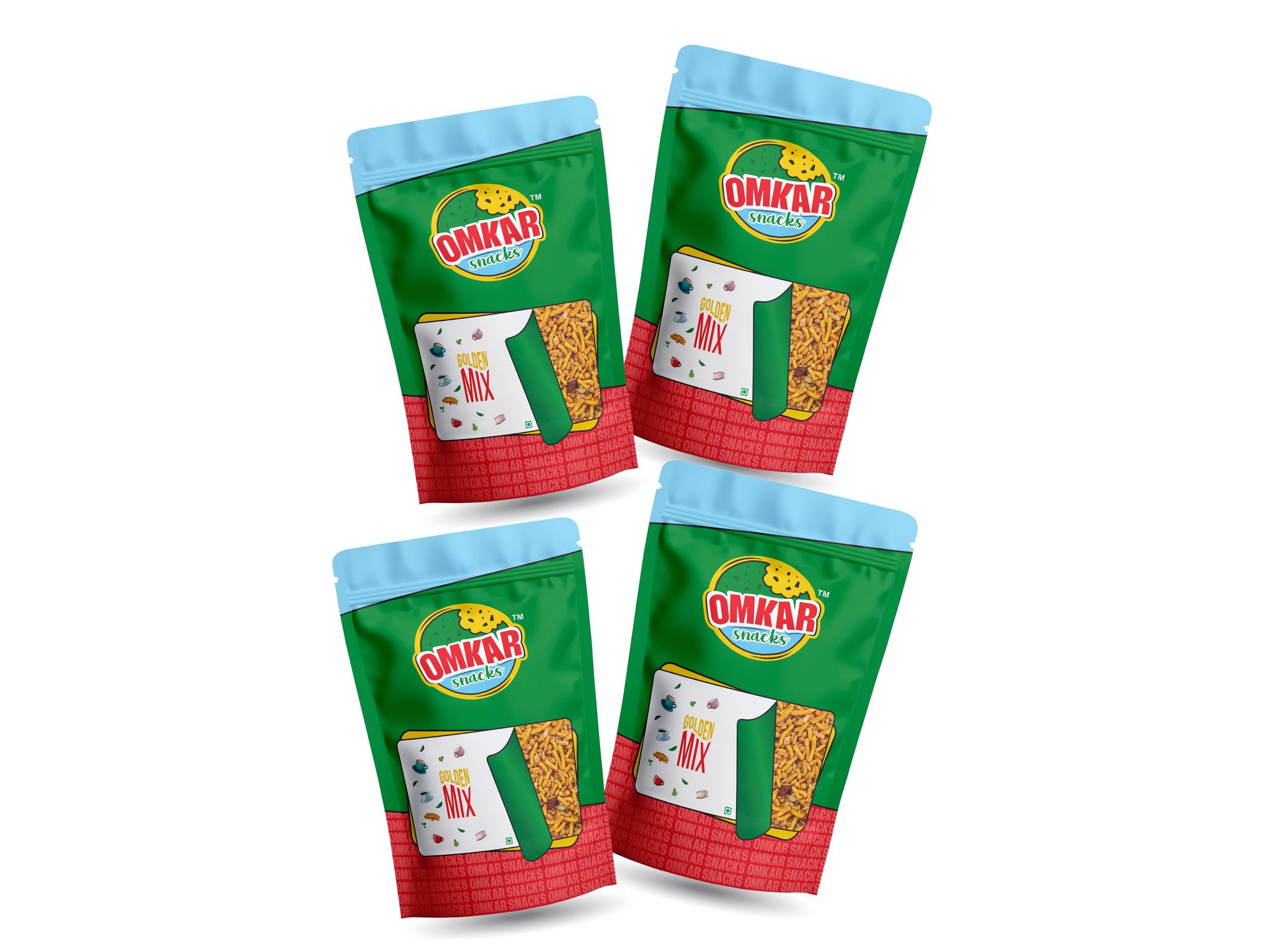 Omkar Snacks | Golden Mix - 150 gms - Pack of 4 I Healthy Traditional snacks with 50% less oil | No Added Preservatives | Spicy - Crunchy - Chatpata - Savoury - Namkeen | 