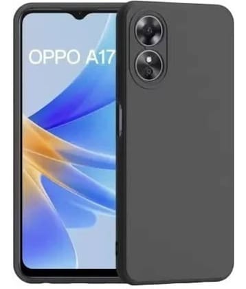 BEING STYLISH - Black Silicon Plain Cases Compatible For Oppo A17 ( Pack of 1 )