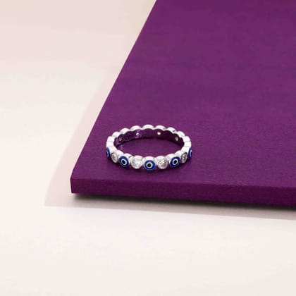 Stylish Multi Style Evil Eye Ring-White Stone / Silver / US 6 (16.5 mm Diameter)