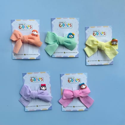 Cute Girl on Bow Hair Clip for Kids (1pc)-Green