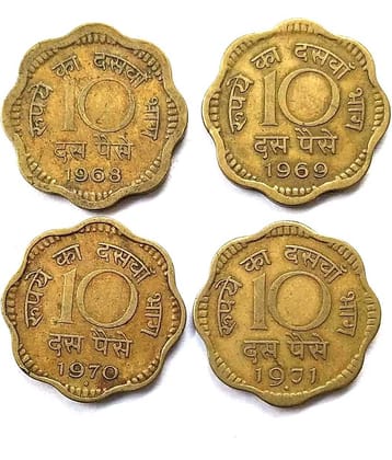 10 Paisa 4 Coin Lot Year 1968,69,70,71