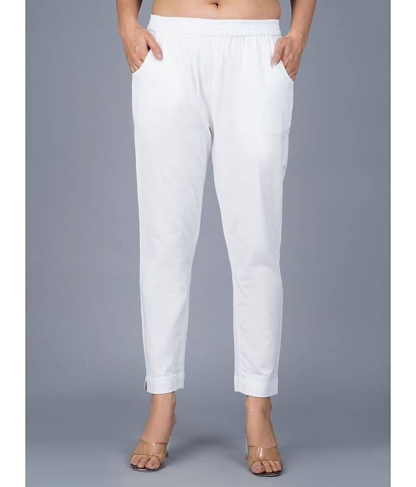 QuaClo - White Cotton Regular Women's Casual Pants ( Pack of 1 )