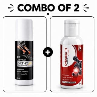 (Combo of 2) | Ayurvedic Pain Relief Oil 60ml & Ortho Pain Relief Massage Oil for Joint, Back & Muscle Pain