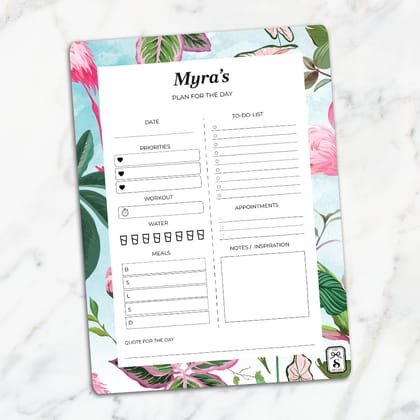 Flamingo Foliage Daily Planner-Aqua / Magnet