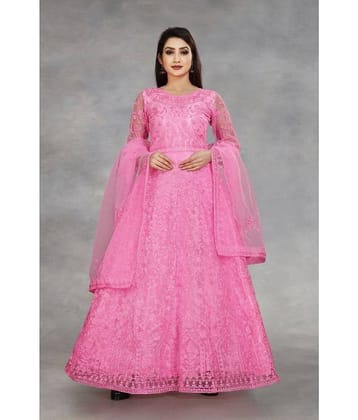 Apnisha - Grey A-line Net Women's Stitched Ethnic Gown ( Pack of 1 )