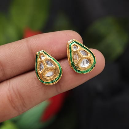 White Color Stud Earrings (STUD216WHT)-Length: 0.20 CM x Width: 0.20 CM / White / Alloy With Good Quality Gold &amp; Silver Plated