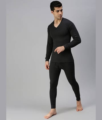 LUX PARKER Pack of 1 Cotton Blend Thermal Sets For Men's ( Black )