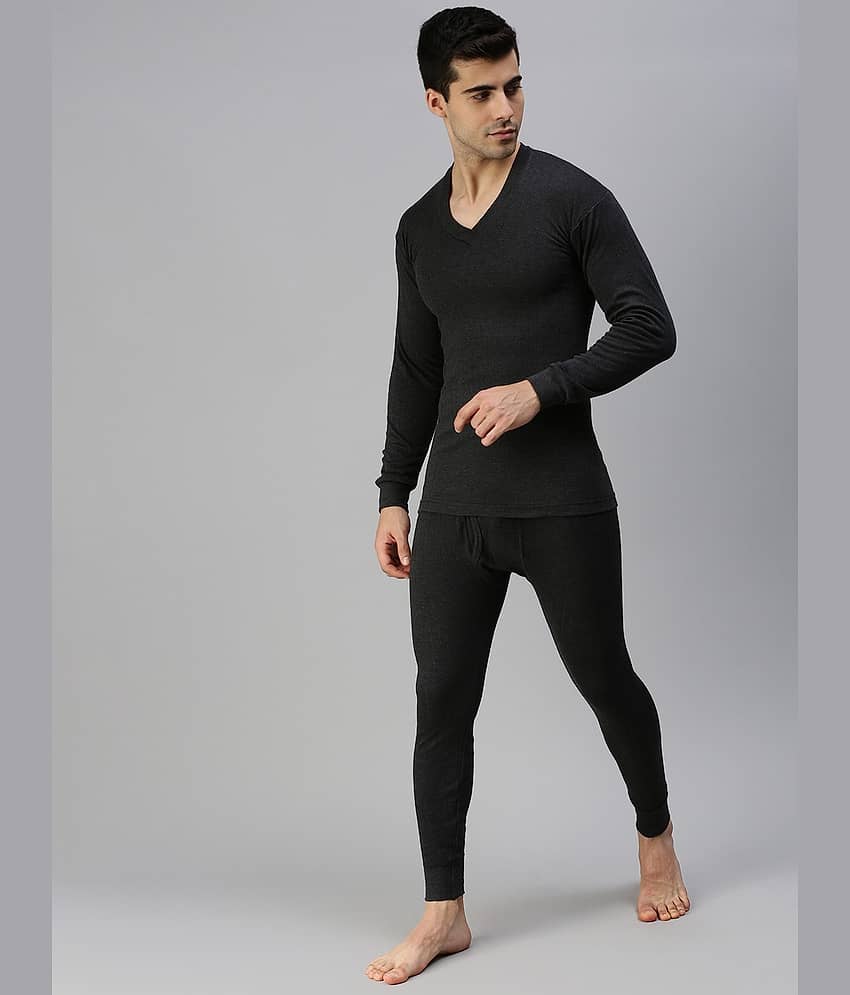 LUX PARKER Pack of 1 Cotton Blend Thermal Sets For Men's ( Black )