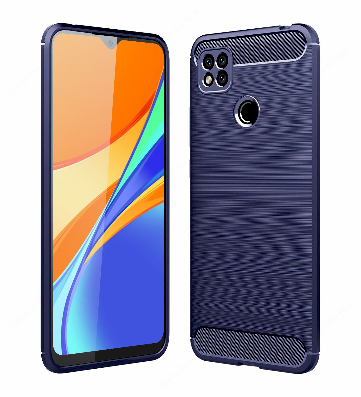Carbon Fibre Series Shockproof Armor Back Cover for Xiaomi Redmi 9, 6.53 inch, Blue