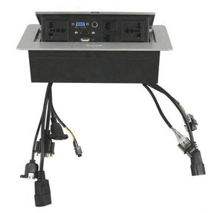 Multifunction Conference Table Connectivity and Data Box Pop Up Box/Cable Cubby with HDMI, VGA, Audio, LAN and Power Ports (Black) Multifunction Conference Table Connectivity and Data Box Pop Up Box/Cable Cubby with HDMI, VGA, Audio, LAN and Power Ports (Black)
