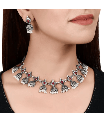 Sunhari Jewels Silver Alloy Necklace Set ( Pack of 1 )