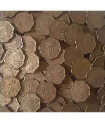 Extremely Rare Old Vintage 10 Paise Brass 1968-1971 Lot of 25 Coins......See Description for Details