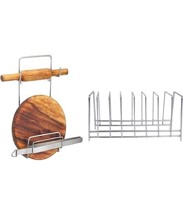 JISUN - Silver Stainless Steel Dish Racks ( Pack of 2 )