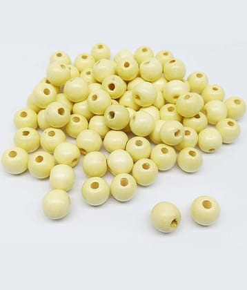 PRANSUNITA Large Hole Wooden Beads for Macrame – Beige Colour Round Loose Beads Unfinished Wood Spacer Beads for Bracelet Pendants Crafts DIY Jewellery Making (14 mm)- Pack of 50 pcs