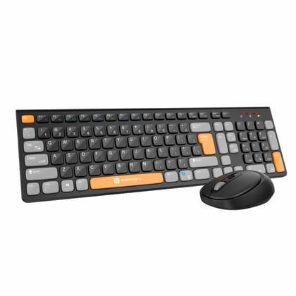 Portronics Key7 Combo Wireless Keyboard & Mouse Set with 2.4 GHz USB Receiver (Black & Orange)
