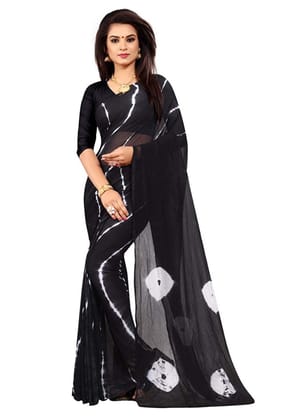 Generic Women's Chiffon Saree (Black, 5 - 6 Mtrs)