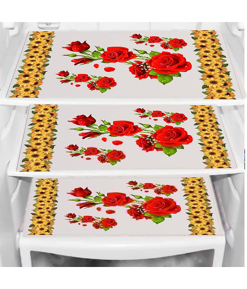PVC Floral Fridge Mats ( 43 29 ) Pack of 3 - Red