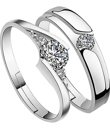 Speical For Couple Ring Valentines  Lover Ring Adjustable  Silver Plated Couple Ring Set  Women And Men