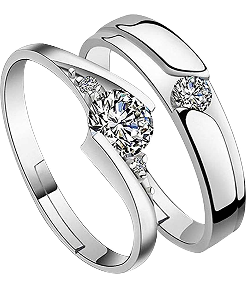 Speical For Couple Ring Valentines  Lover Ring Adjustable  Silver Plated Couple Ring Set  Women And Men