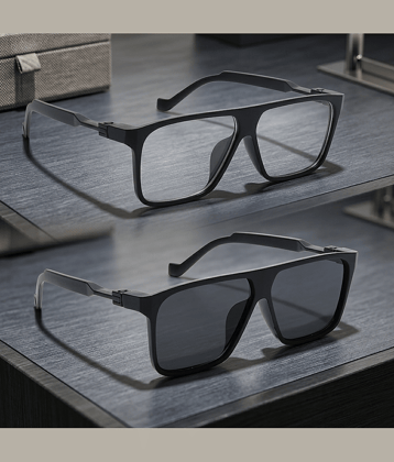 Elligator Black Square Sunglasses ( Pack of 2 )