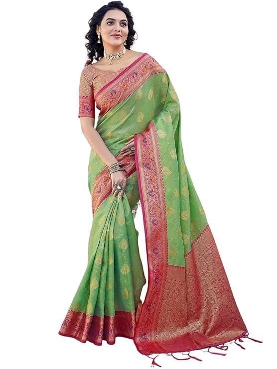 Women's Silk Blend Weaving Banarasi Saree