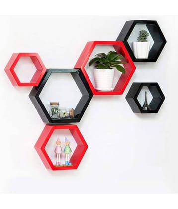 TFS Floating Shelves Red MDF - Pack of 6