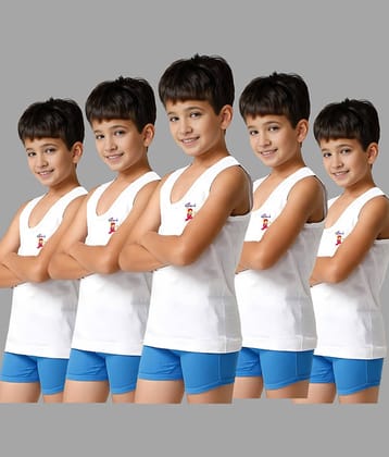 Renox Pack of 5 Boys Cotton Vest ( White )
