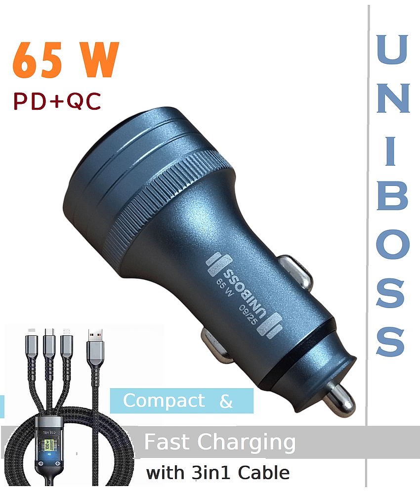 UniBoss Car Mobile Charger 65W Fast & Turbo Grey