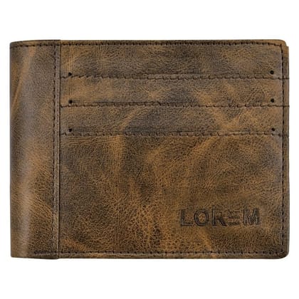 LOREM Out Side Card Slot Bi-Fold Faux Leather 6 ATM Card Slots Wallet for Men-UF