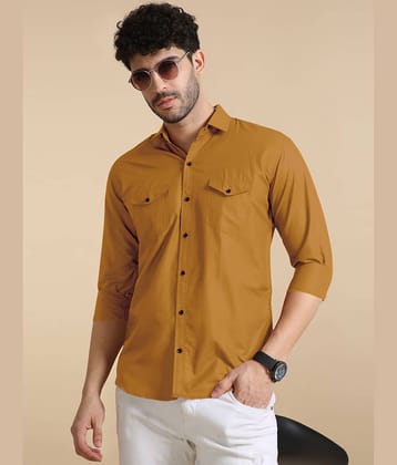 VTEXX Cotton Blend Regular Fit Solids Full Sleeves Men's Casual Shirt - Mustard ( Pack of 1 )