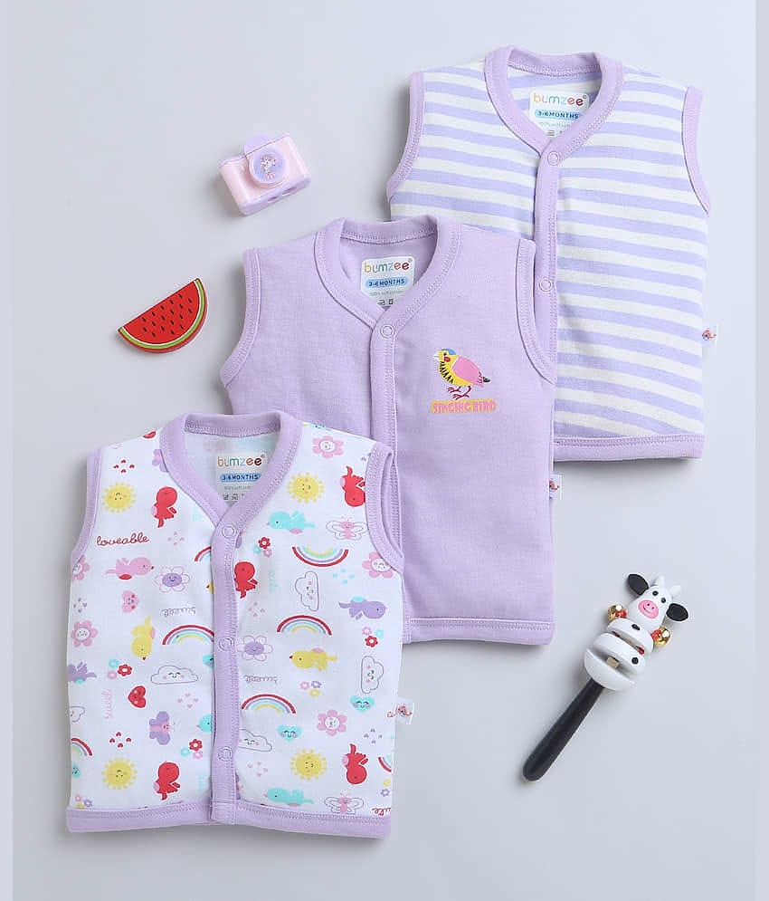 BUMZEE Pack of 3 Baby Girls Cotton T-Shirt ( White )