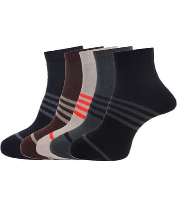 Dollar - Cotton Men's Striped Multicolor Ankle Length Socks ( Pack of 5 )