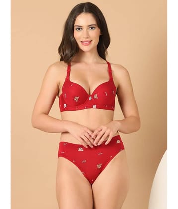 PrettyCat Cotton Women's Bra & Panty Set ( Maroon ) Hot Lingerie
