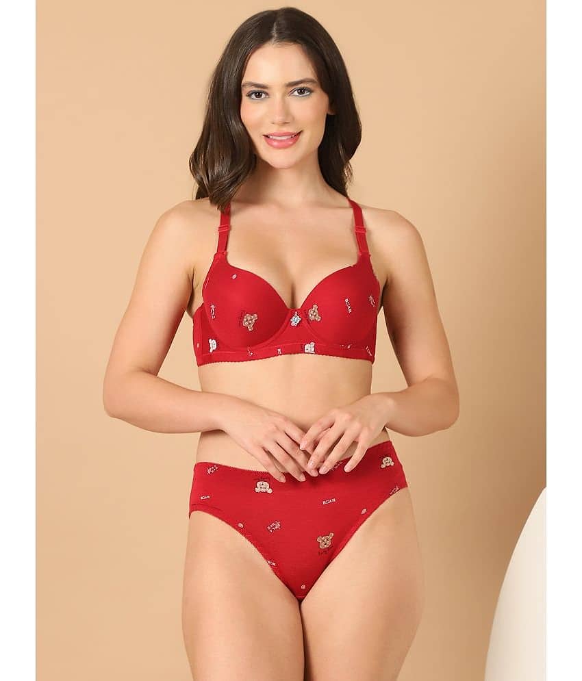 PrettyCat Cotton Women's Bra & Panty Set ( Maroon ) Hot Lingerie